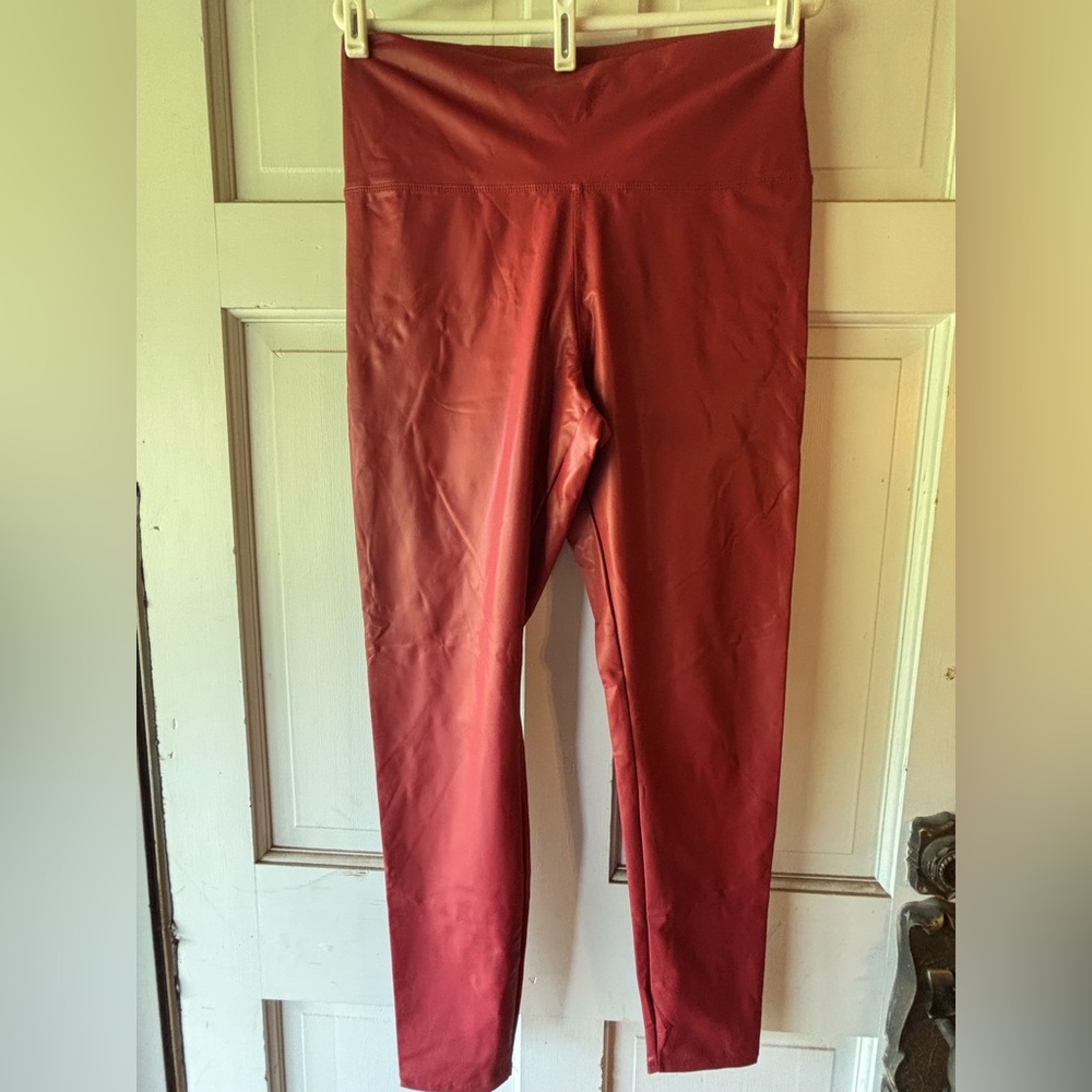 Red Faux Leather Leggings
